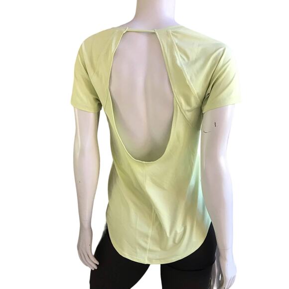 Under Armour Neon Green Yellow Open Back Short Sleeve Shirt Women's Size Large - Picture 1 of 5
